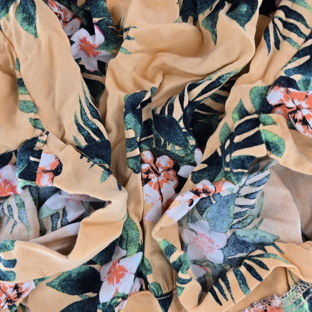 No‎ Boundaries Tropical Floral Crop Top - Mustard and Green
